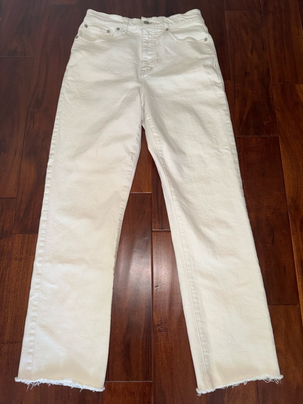 Madewell 90s Straight High Rise Raw Hem Women’s Jeans Ivory 28 T